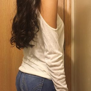 White cold shoulder top